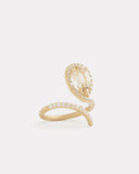 Vertical Script Pear Shape Ring with Yellow Tourmaline and Diamonds