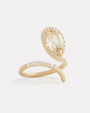 Vertical Script Pear Shape Ring with Yellow Tourmaline and Diamonds