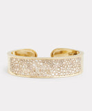 Yellow and White Gold Concave Bangle with Champagne Diamonds