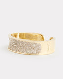 Yellow and White Gold Concave Bangle with Champagne Diamonds