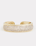 Yellow and White Gold Convex Bangle with Champagne Diamonds