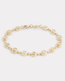 Yellow and White Gold Multi Size Round Edge Diamond Bracelet