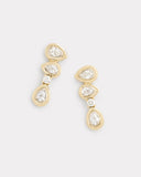 Yellow and White Asymmetrical Round and Pear Shape Diamond Studs