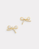 Yellow and White Gold Bow Stud with Diamonds