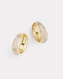 Yellow and White Gold Convex Hoops with Champagne Diamonds