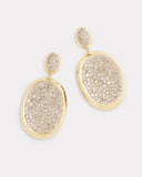 Yellow and White Gold Oval Earrings with Champagne Diamonds