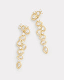Yellow and White Gold Asymmetrical Earrings with Pear Shape and Round Diamonds