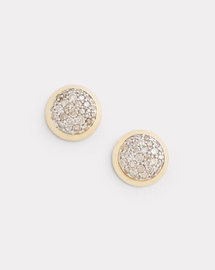 Yellow and White Gold Studs with Champagne Diamonds