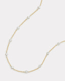 Yellow Gold Chain Necklace with Diamonds Set in White Gold