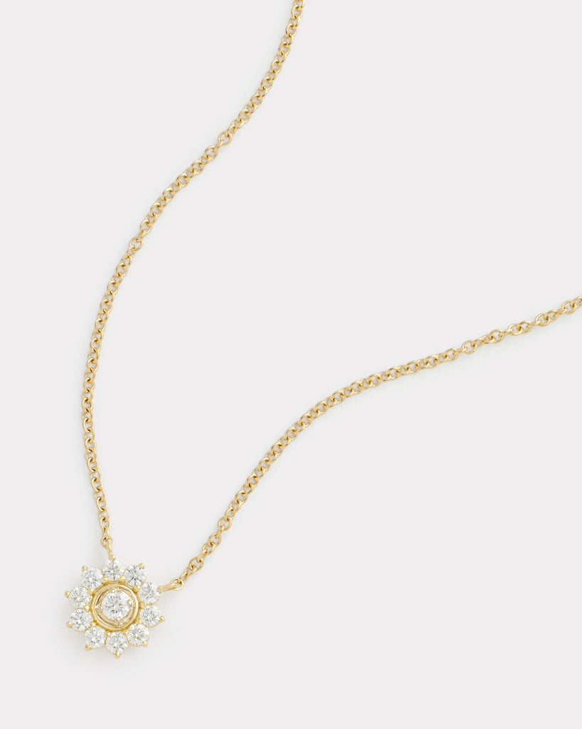 Yellow and White Gold Floral Necklace with Diamonds