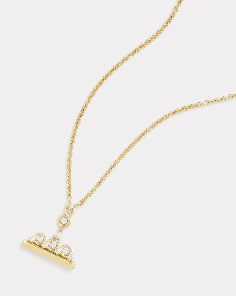 Yellow and White Gold Small Toggle Necklace with Round Diamonds