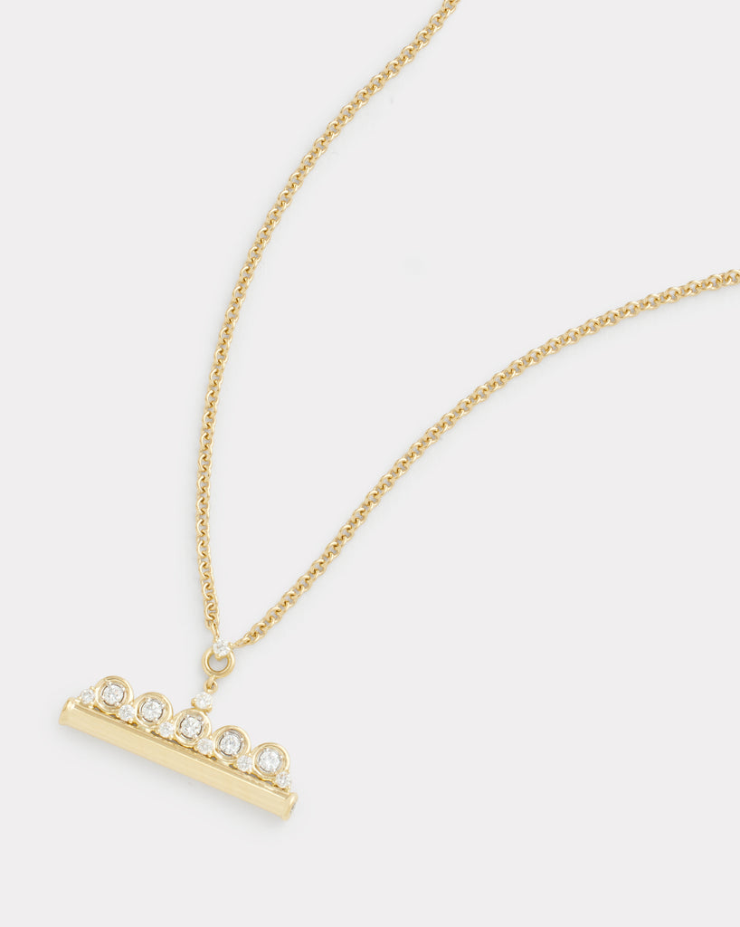 Yellow and White Gold Toggle Necklace with Round Diamonds