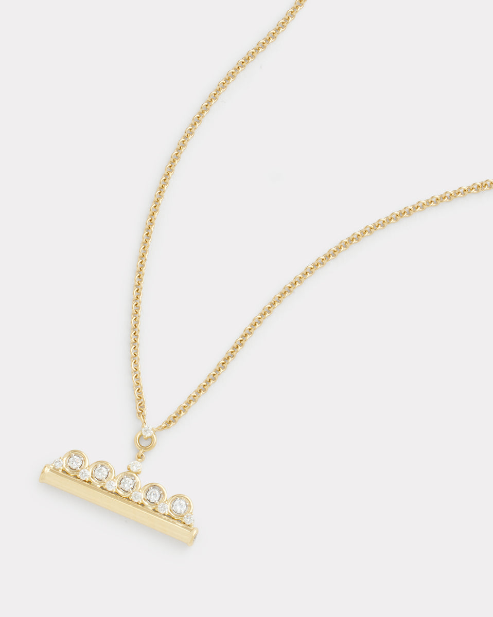 Yellow and White Gold Toggle Necklace with Round Diamonds