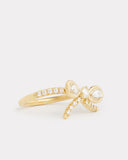 Yellow and White Gold Bow Ring with Diamonds