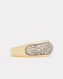 Yellow and White Gold Convex Ring with Champagne Diamonds