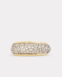 Yellow and White Gold Convex Ring with Champagne Diamonds