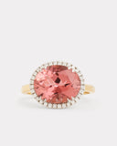Pink Tourmaline Oval Ring with Diamonds