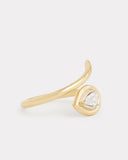 Yellow and White Gold Pear Shape Script Ring