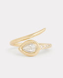 Yellow and White Gold Pear Shape Script Ring