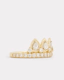 Yellow and White Gold Tiara Ring with Pear Shaped Diamonds