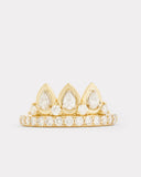 Yellow and White Gold Tiara Ring with Pear Shaped Diamonds