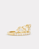 Yellow and White Gold Tiara Ring with Pear and Round Shaped Diamonds