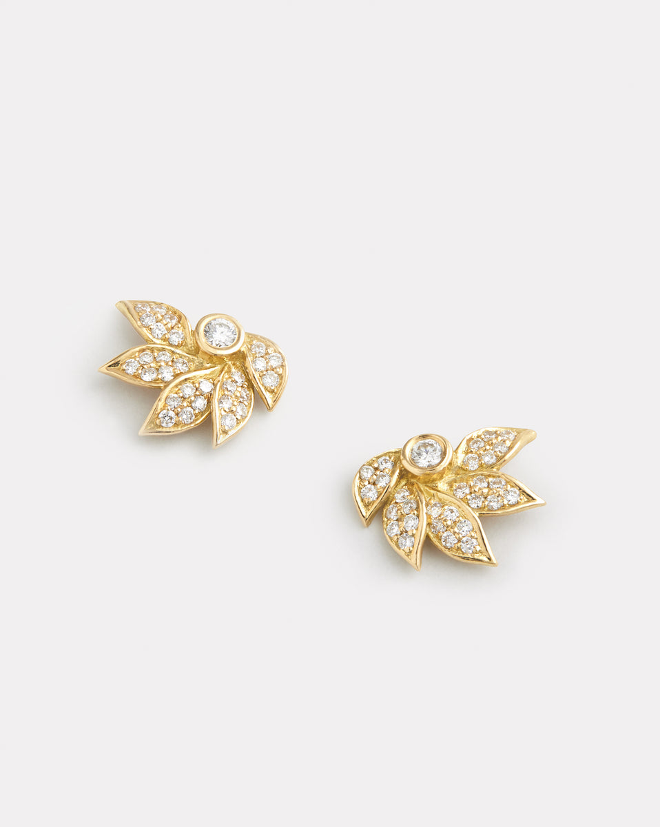 Lotus Studs with Diamond