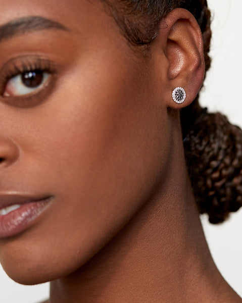 Black and White Diamond Disc Studs