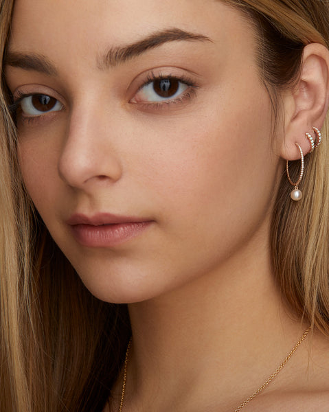 Classic Diamond Hoop with Pearl Drop