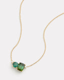 Green Tourmaline Round and Cushion Cut Pendant Necklace