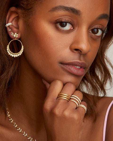 Leaf and Petal Diamond Hoops