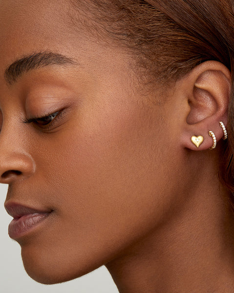 Heart Studs with Diamonds