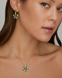 Floral Necklace with Green Tourmaline, Green Sapphire, and Diamonds