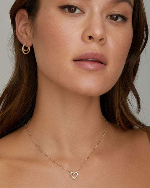 Script Heart Necklace with Diamonds