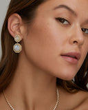 Double Octagon Earring with Rainbow Moonstone and Diamonds