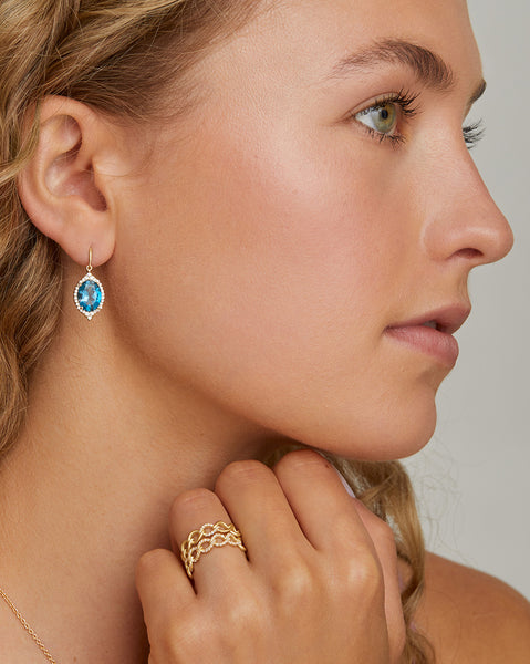 Aladdin Earring with London Blue Topaz and Diamonds