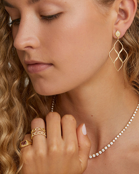 Woven Aladdin Earring with Diamonds