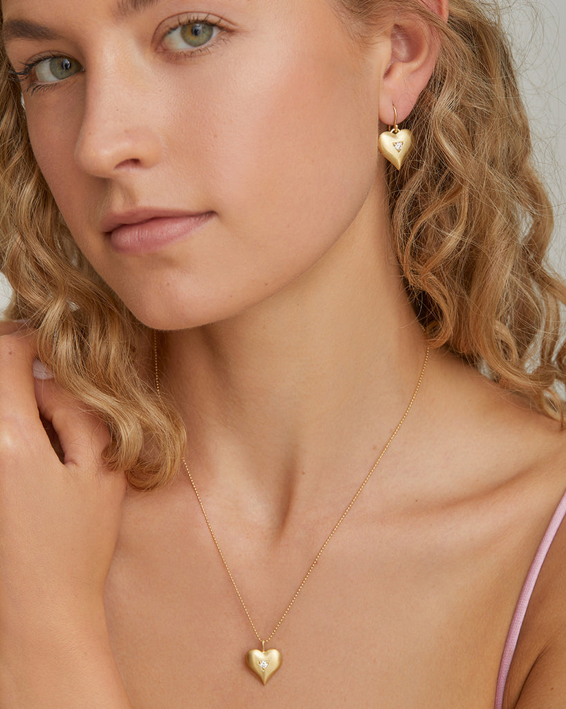 Diamond Cluster Heart Pendant Necklace - Nuha Jewelers