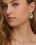 Green Amethyst and Tsavorite Oval Floral Earring