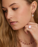Pink Tourmaline, Kunzite, and Diamond Drop Earring