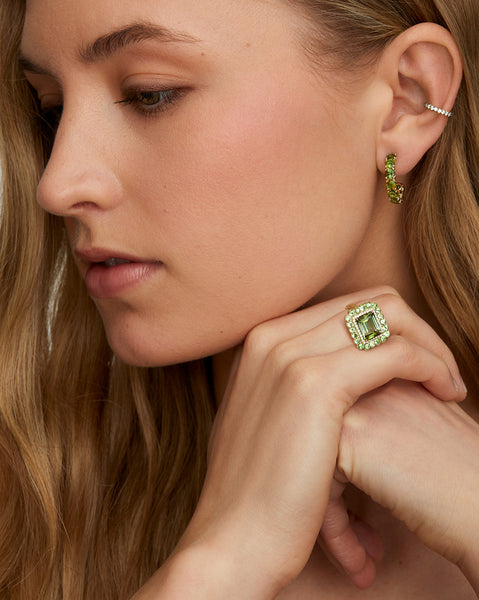 Green Tourmaline Hoop