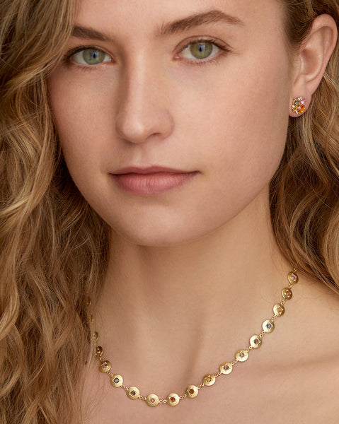 Rose Cut Sapphire Disc Necklace