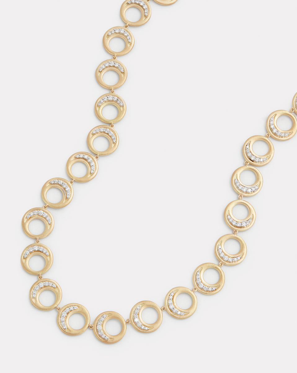 Crescent Necklace with Diamonds