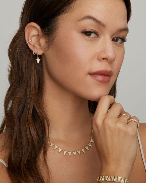 Hoop with Spike Diamond Drop