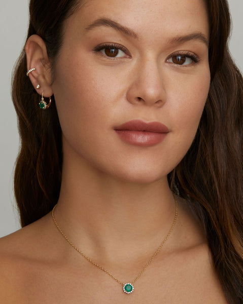 Emerald Necklace with Diamond Edge
