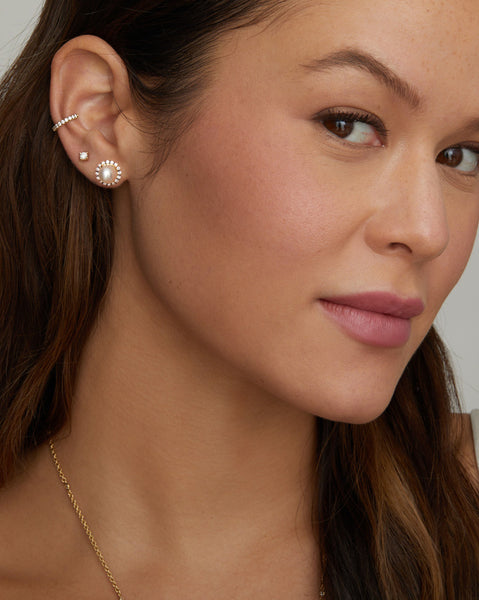 Diamond Edge Pearl Studs