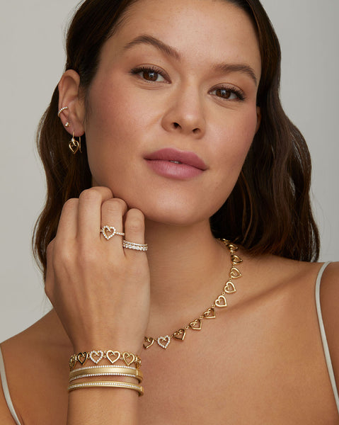 Linked Script Heart Bracelet with Diamonds