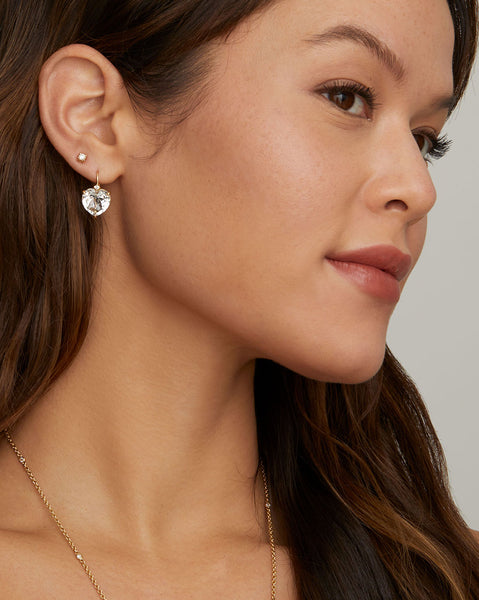 Natural Si/h Diamond Half Hoop Earrings 14k White Gold Auction