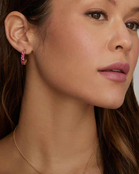 Pink Tourmaline Hoop