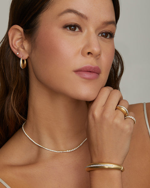 Domed Hoops with Diamond